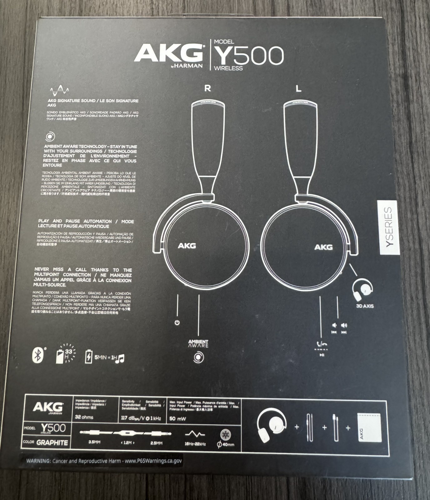【BRAND NEW】AKG Y500 Wireless Bluetooth On-Ear Headphones – Black/ Pink – Sealed