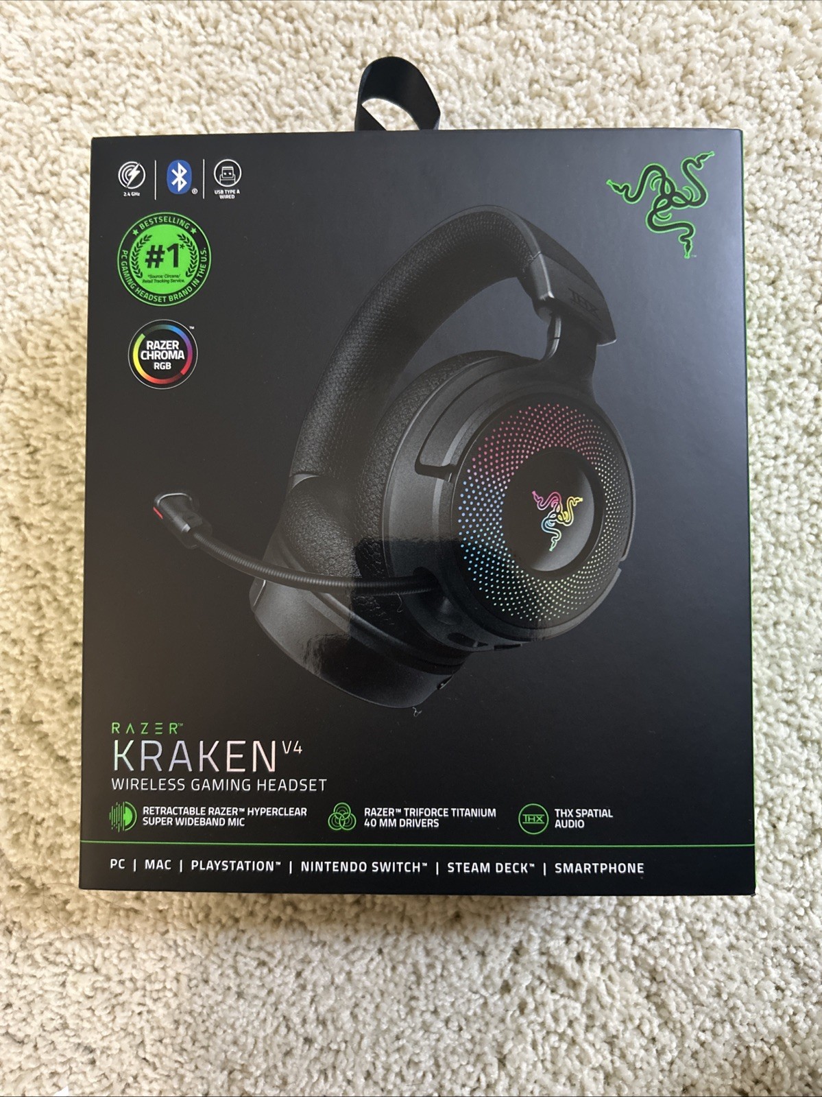 Razer Kraken V4 Wireless Gaming Headset RGB Multicolor Lighting
