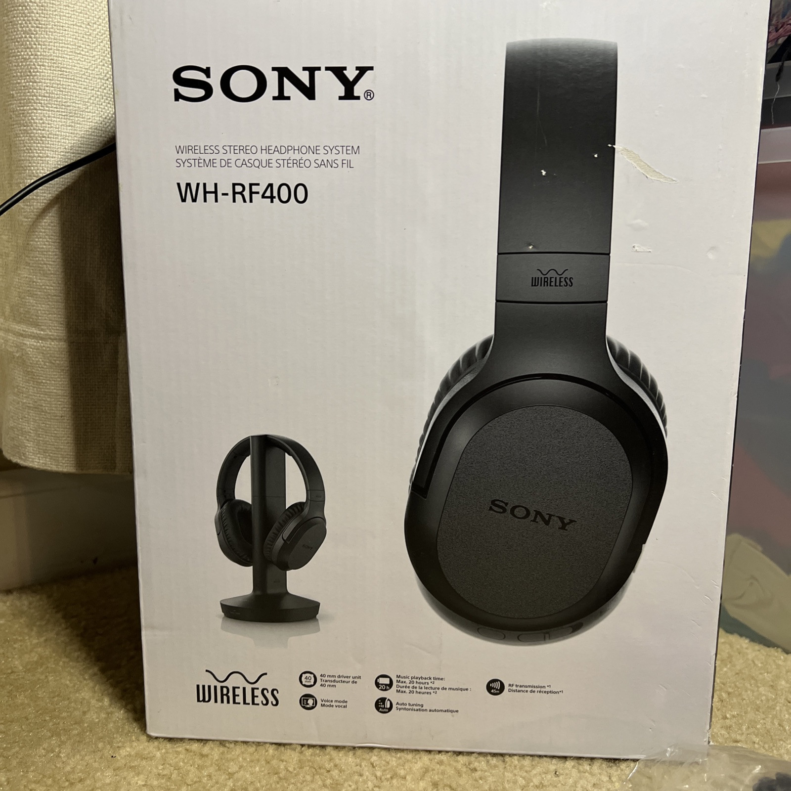 Sony WH-RF400 Wireless Home Theater Headphone System for TV – Black