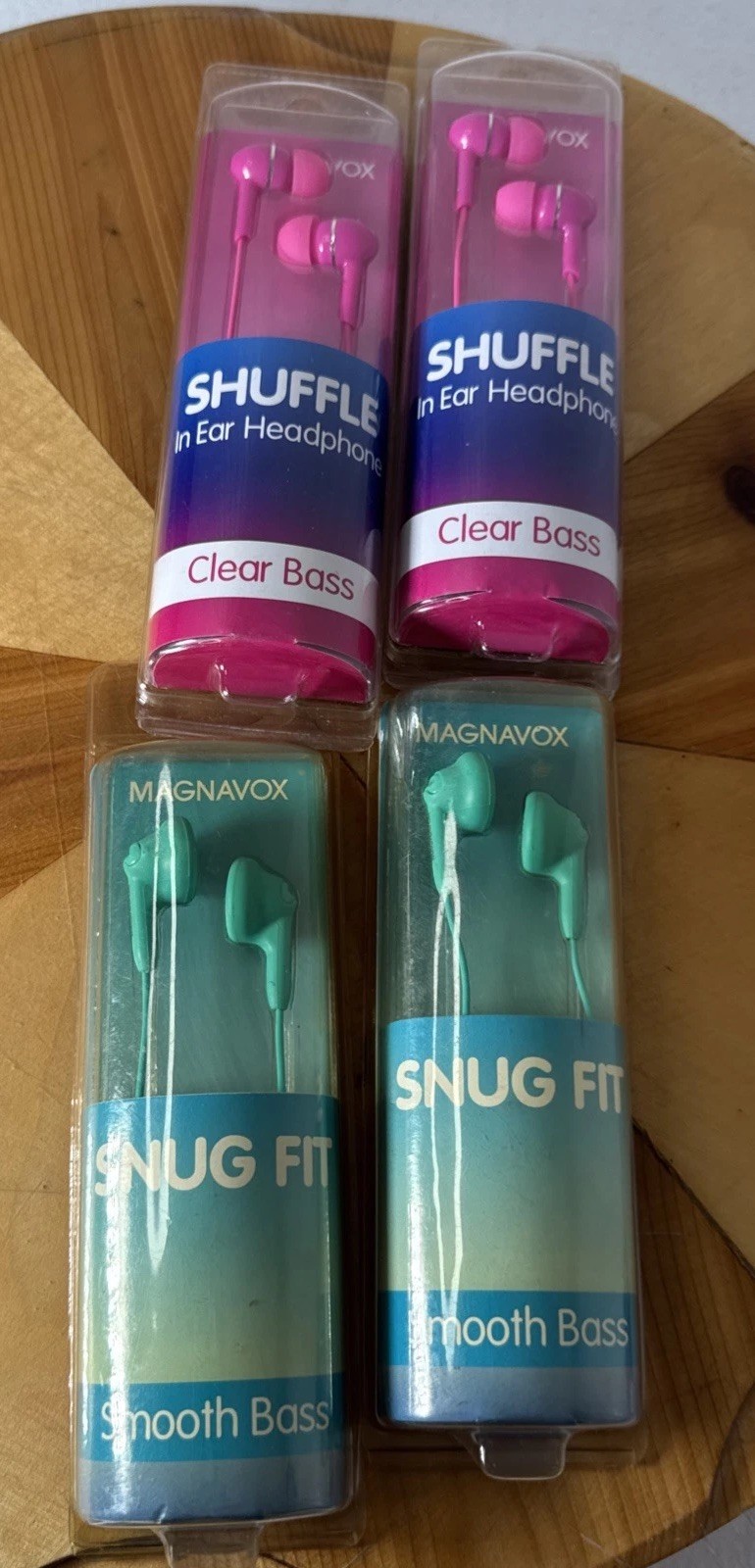 Lot 4 Magnavox Shuffle In Ear & snug fit Headphone Clear Bass Pink & Aqua Bnk2