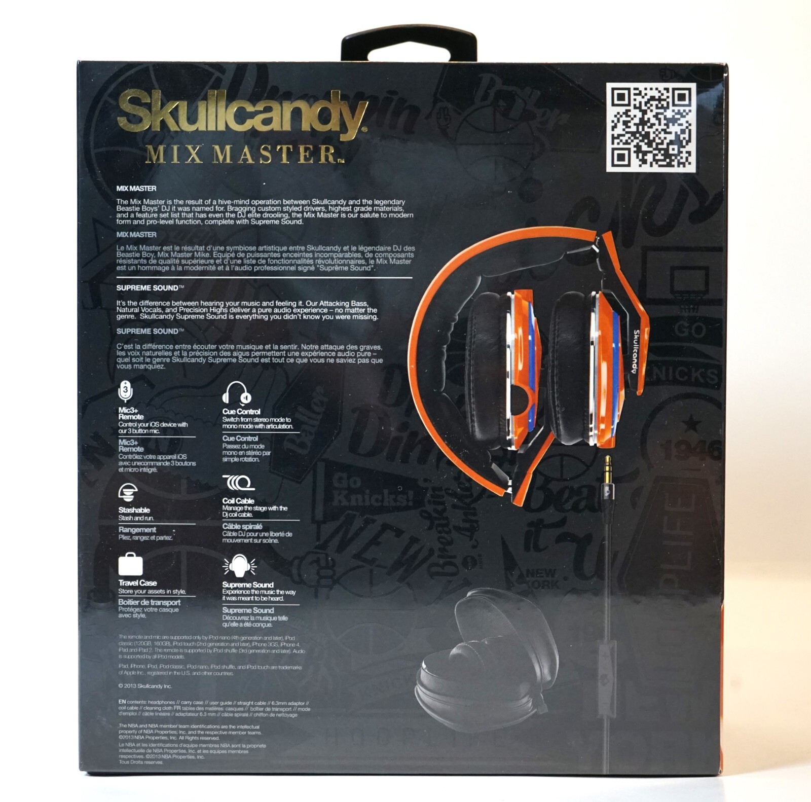 Skullcandy Mix Master DJ Headphones NBA Throwback Orange/Blue New York Knicks