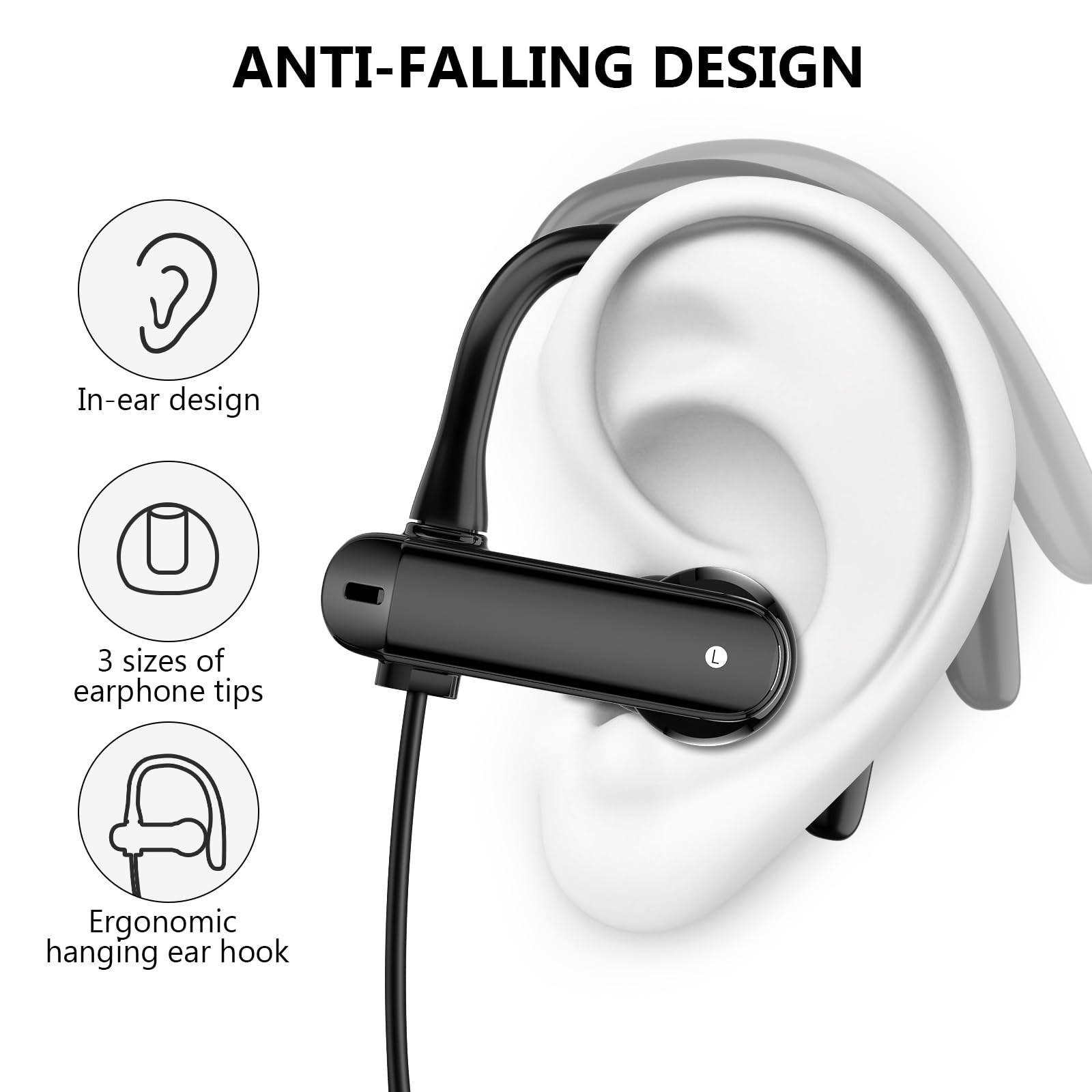 3.5mm Wired Headphones Over Ear Buds for School Earhook Wrap Around Corded Pl…