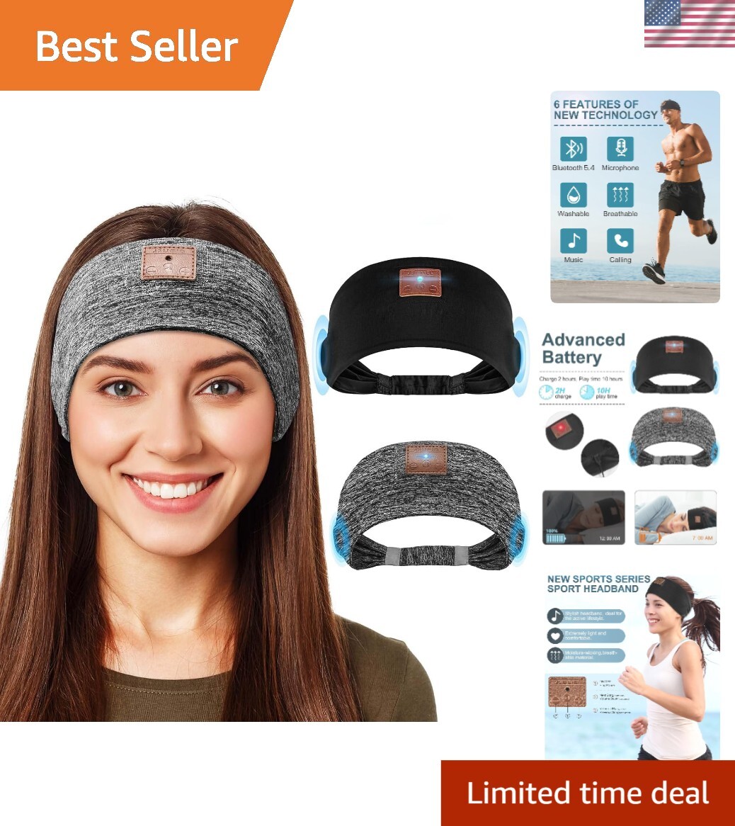 Versatile Bluetooth Headband Headphones for Sleep, Workouts & Travel – 2-Pack