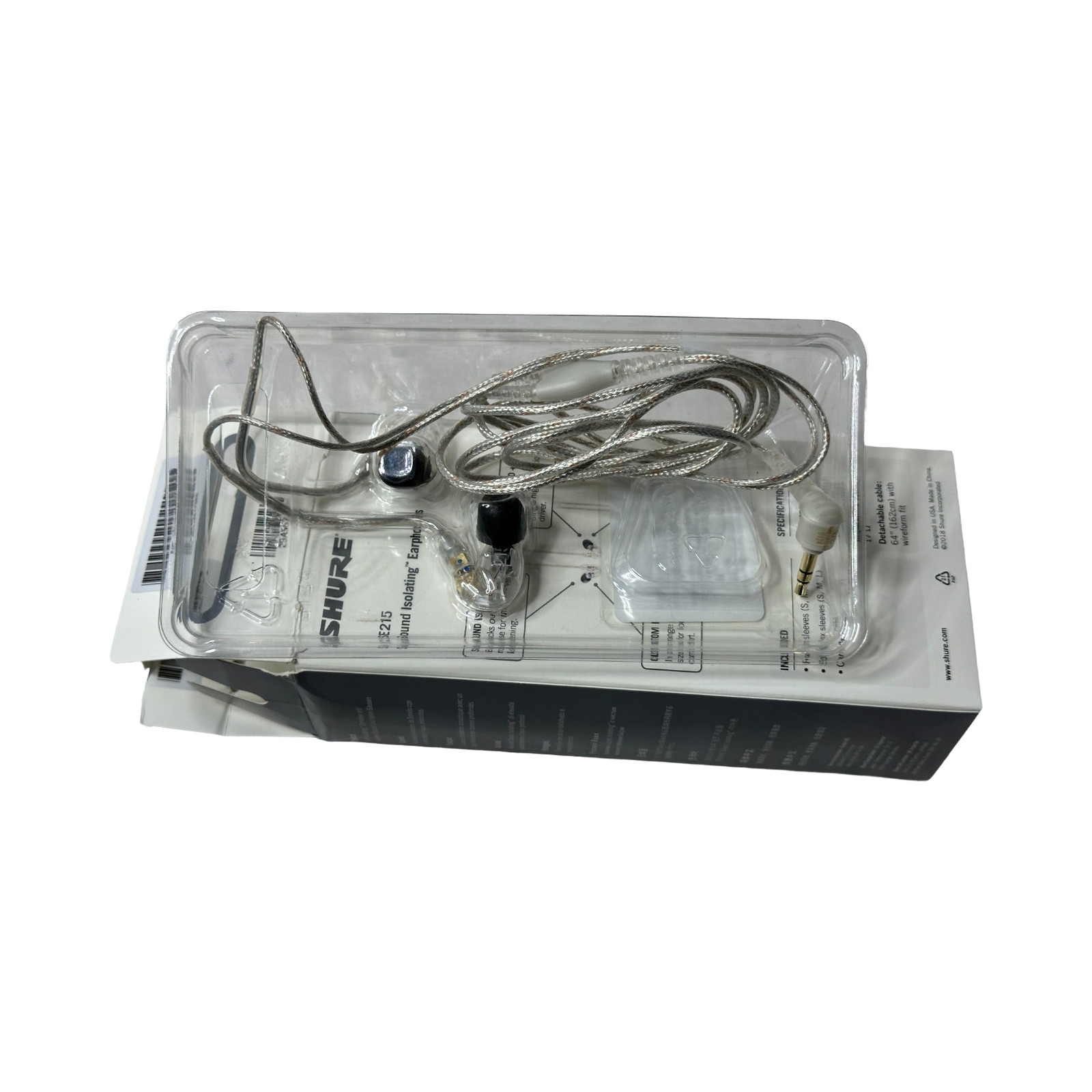 SHURE SE215-CL Sound Isolating In-Ear Headphones Earphones IEM Earbuds CLEAR