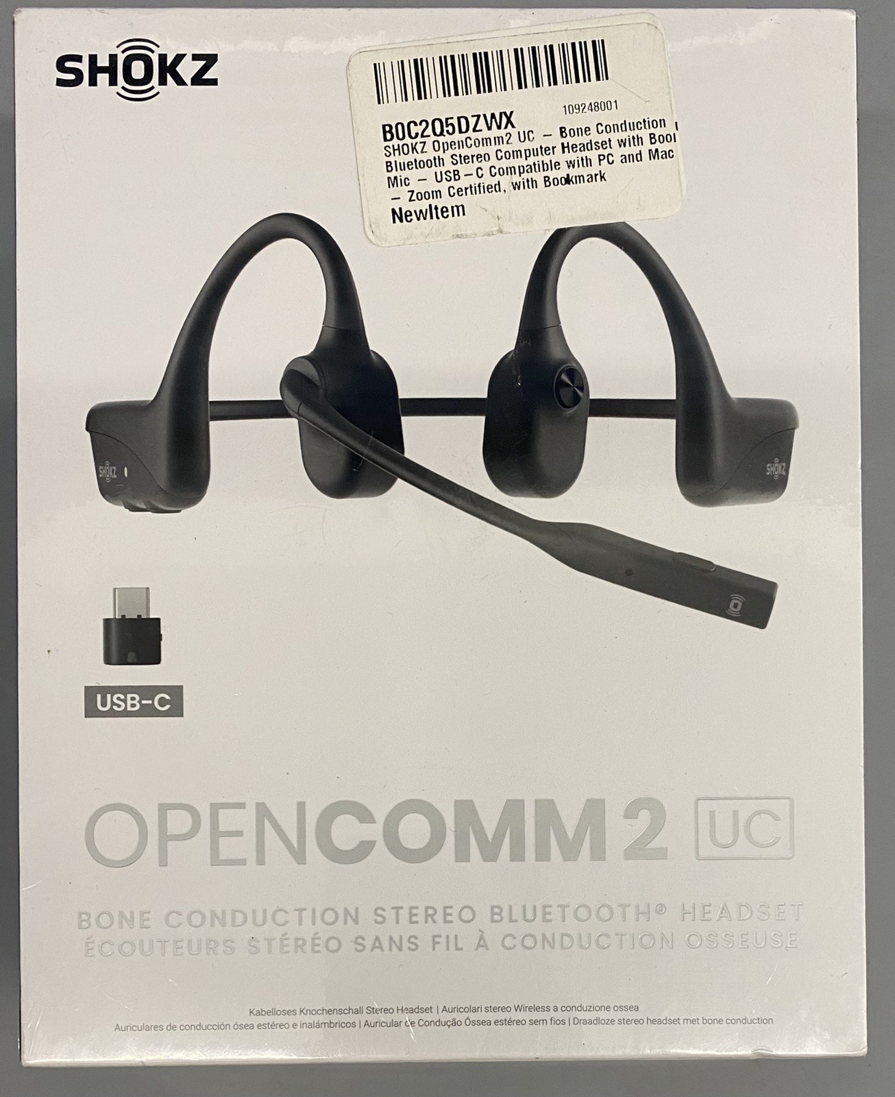 Shokz OpenComm 2 UC Wireless Bone Conduction Stereo Bluetooth Headset Black