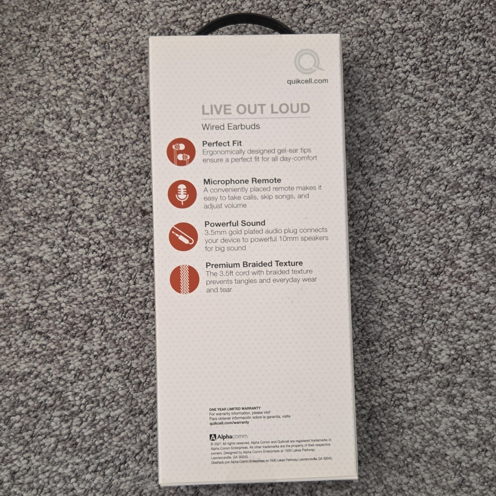 Quikcell QMIX 200 In-Ear Earbuds Gray 3.5mm w/ Mic Remote, 3.5ft Cord