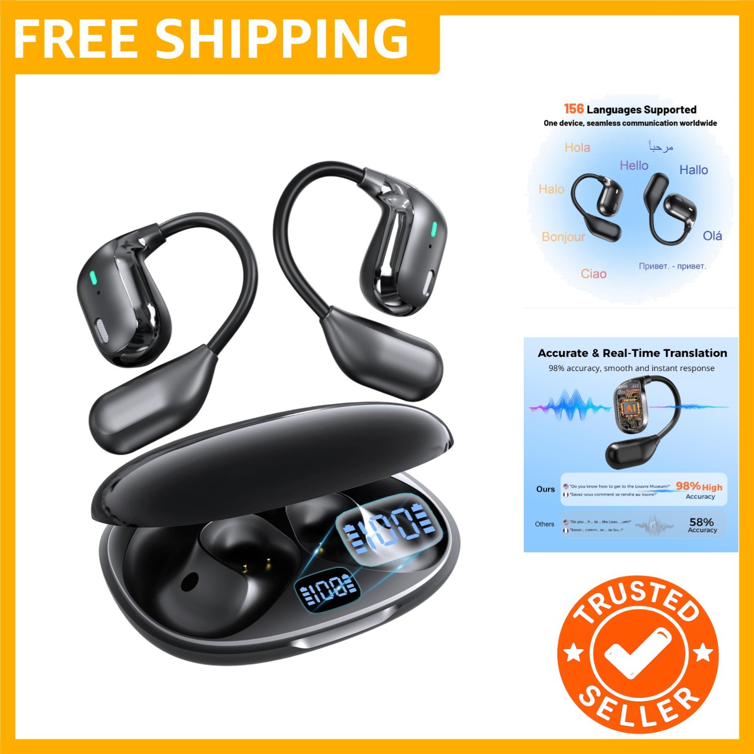 Translation Earbuds Real Time – 156 Languages Translator Earbuds, Free App wi…