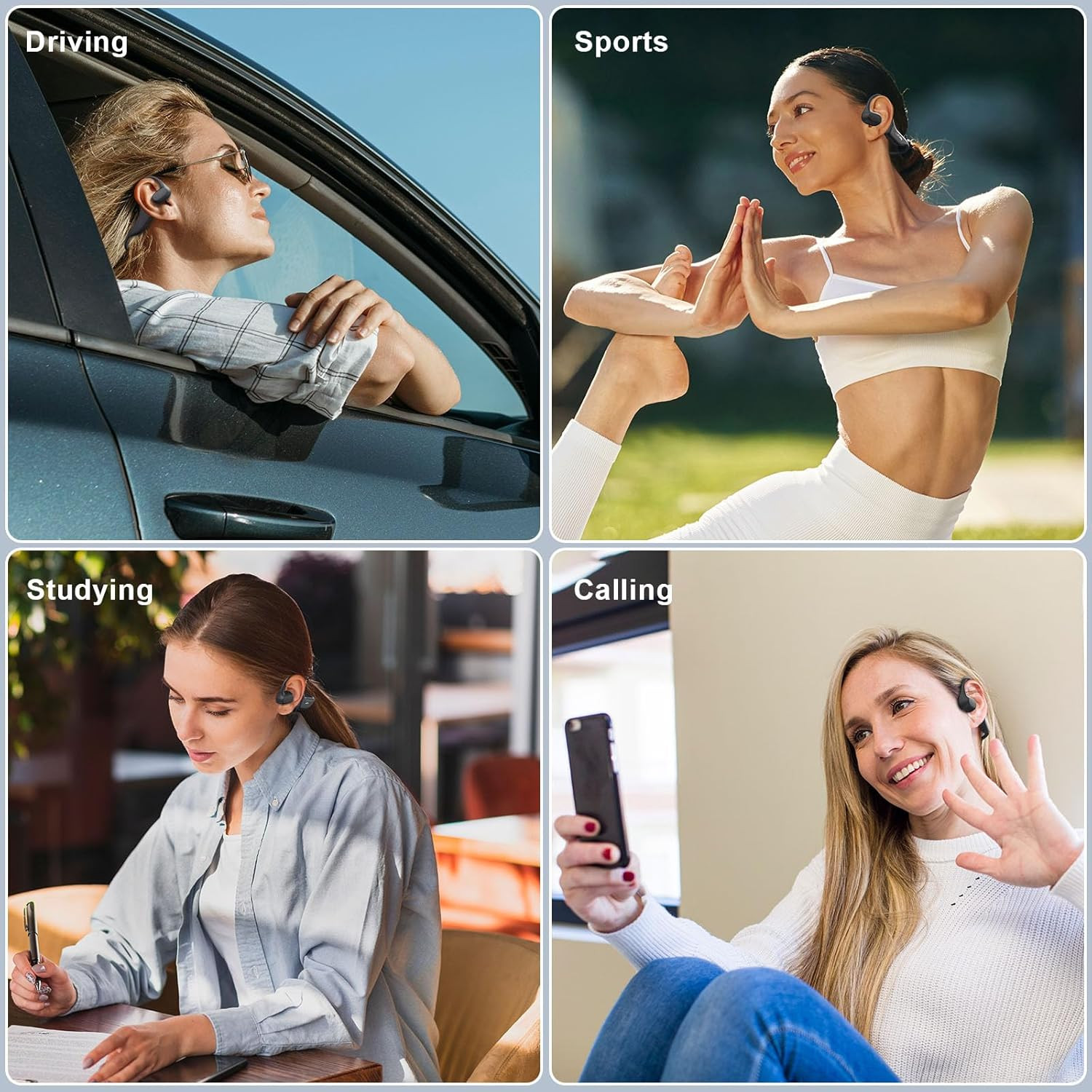 Open Ear Headphones, Running Headphones Bluetooth 5.3, 14H Battery Sweatproof &