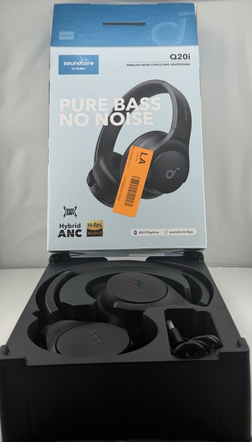 Soundcore Q20i Hybrid Active Noise Cancelling Headphones, Black – With Box
