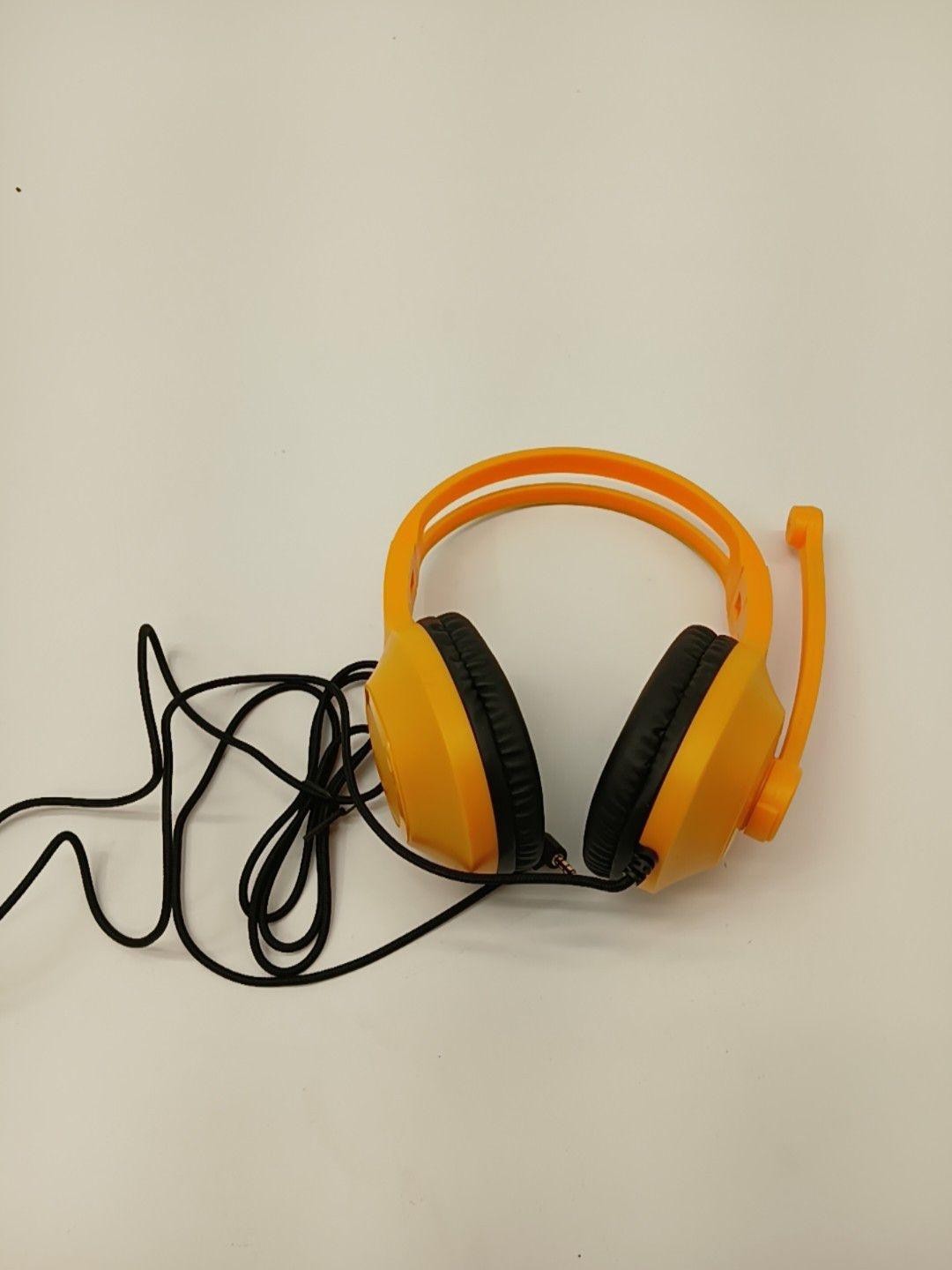 Eduvy Wired Headphones Headset Orange Gold 3.5mm Jack Stereo Boom Mic On Ear