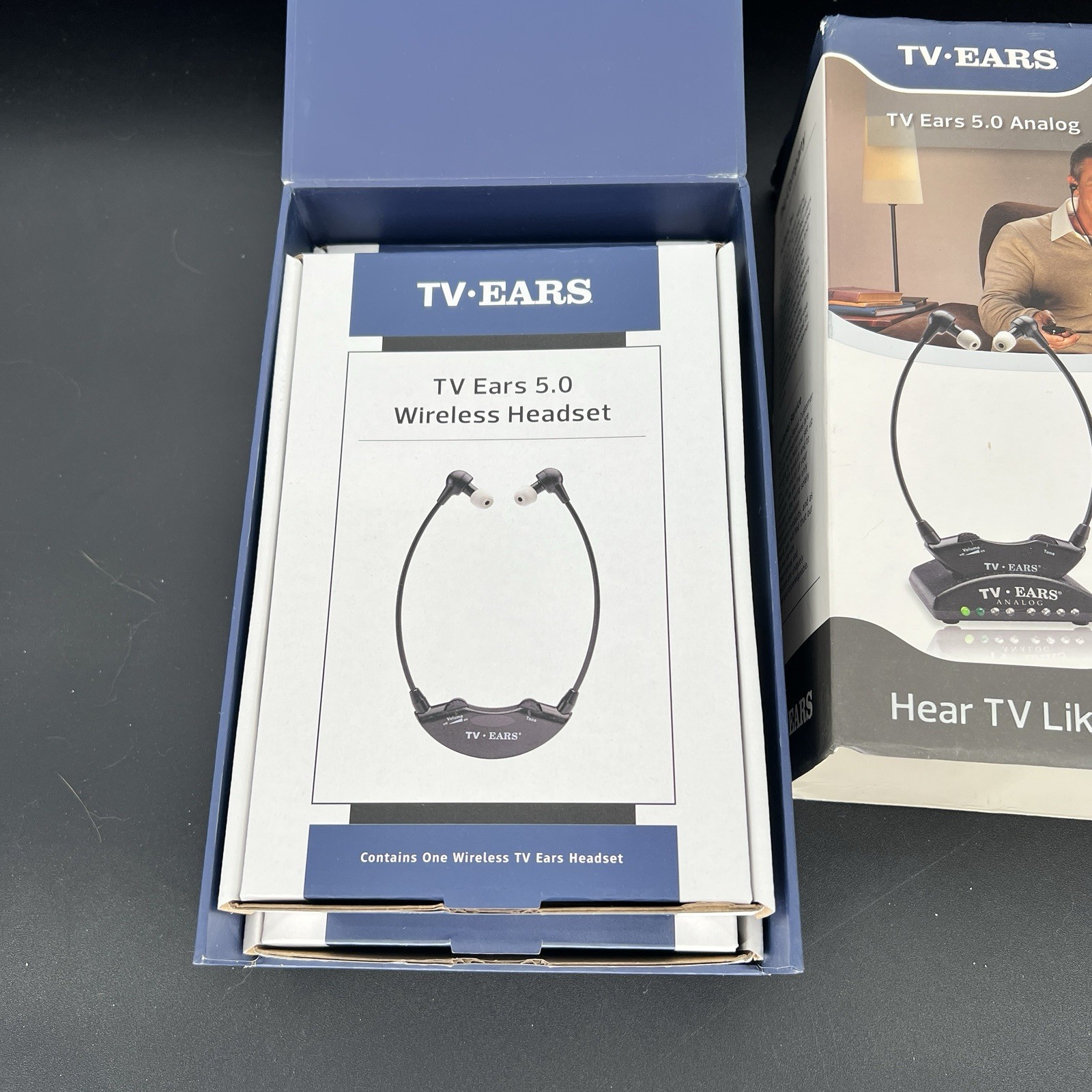 TV Ears Black Version 5.0 Item #11641 Voice Clarifying Listening NEW Open Box