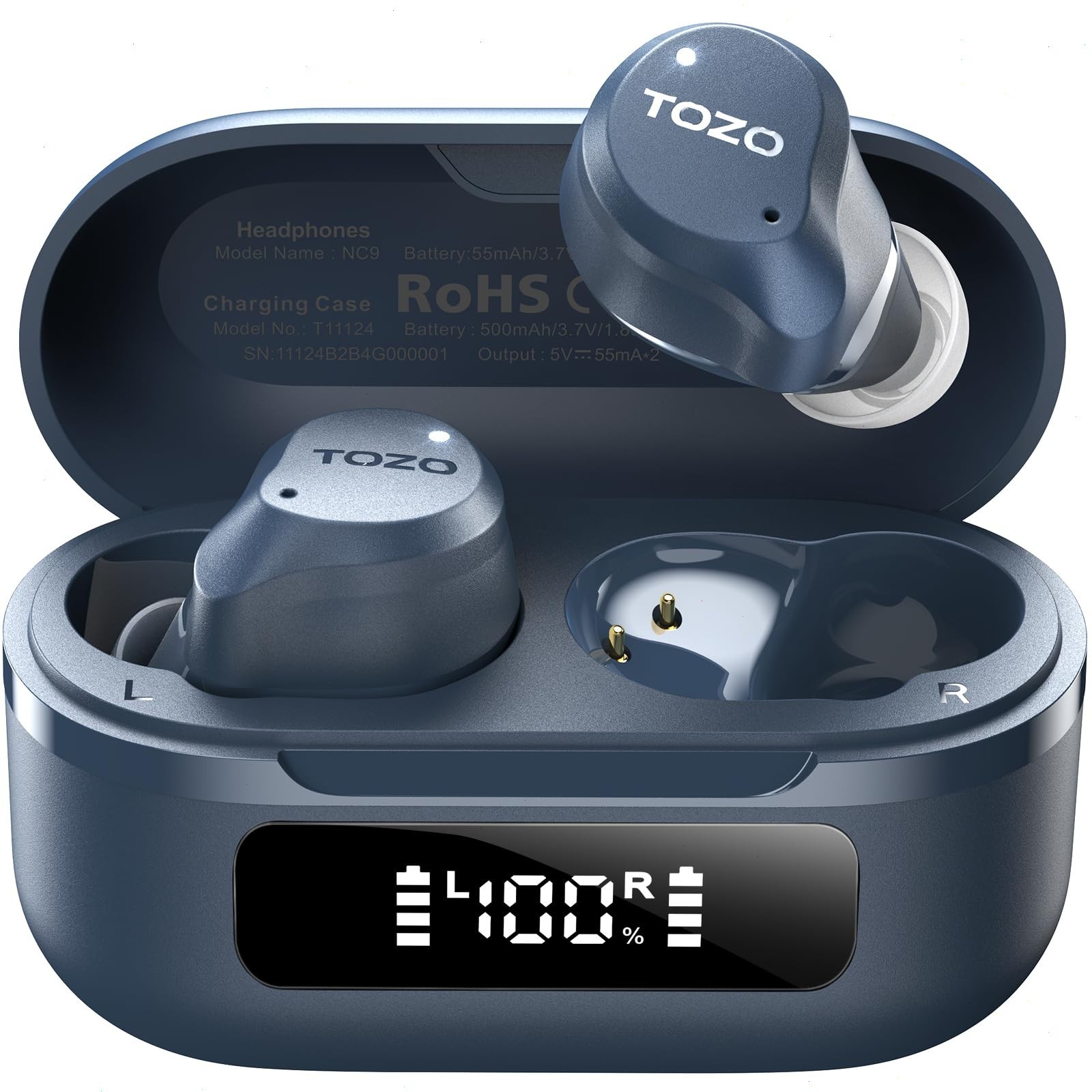 TOZO 6-Mic Active Noise Cancellation Wireless Earbuds IPX8 Waterproof Deep Blue