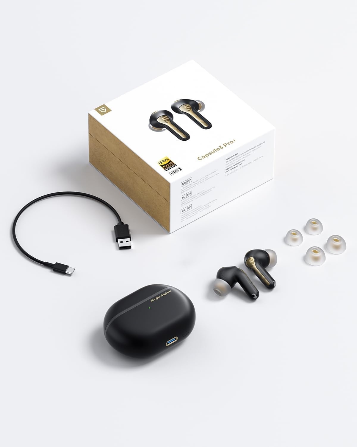New Open Box SoundPEATS Capsule3 Pro+ Wireless Earbuds ANC Hi-Res Bluetooth 5.3