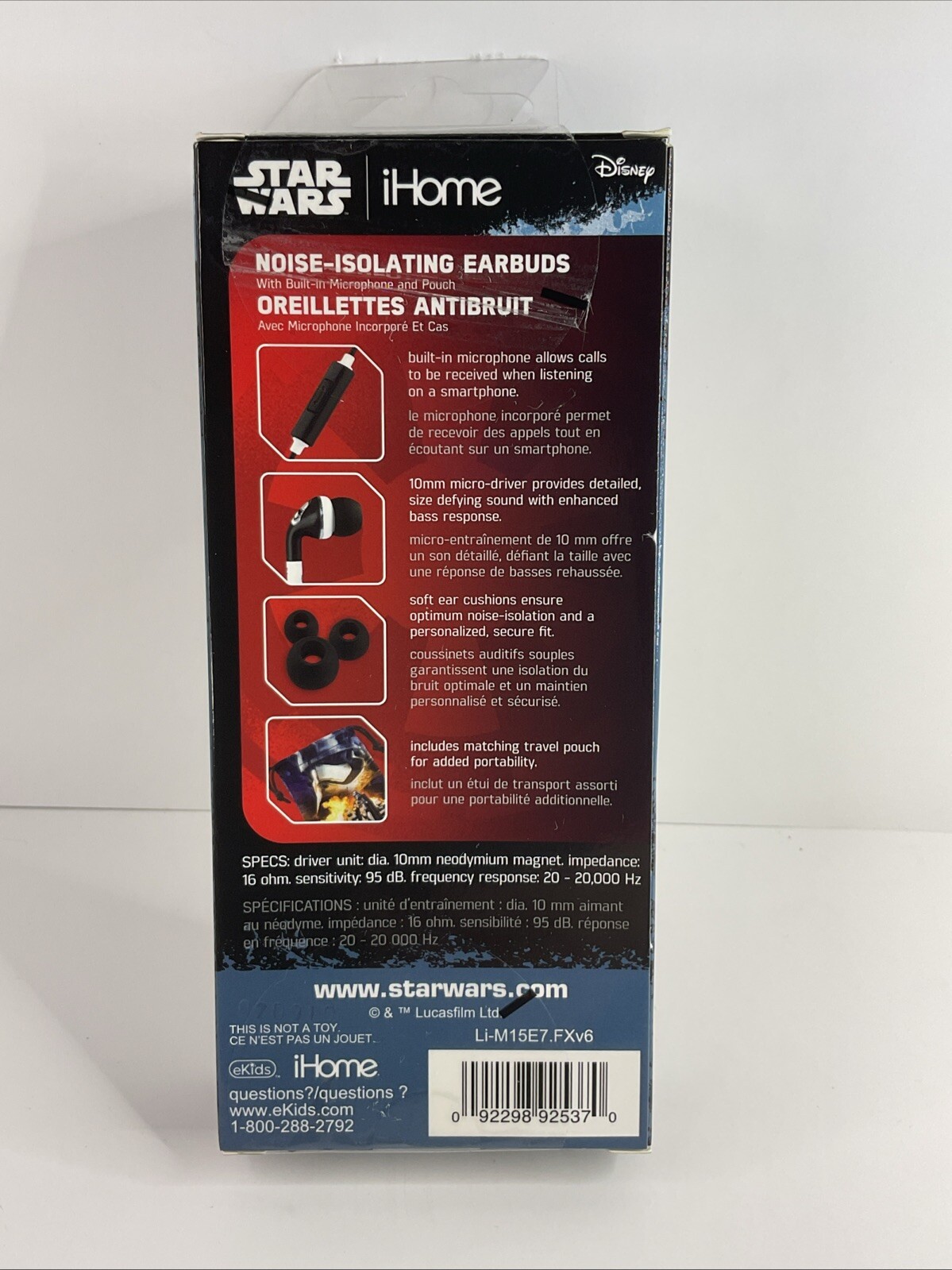 Star Wars – Earbuds w/Pouch, Call & Answer Button, Noise Isolating, NEW. (E4)