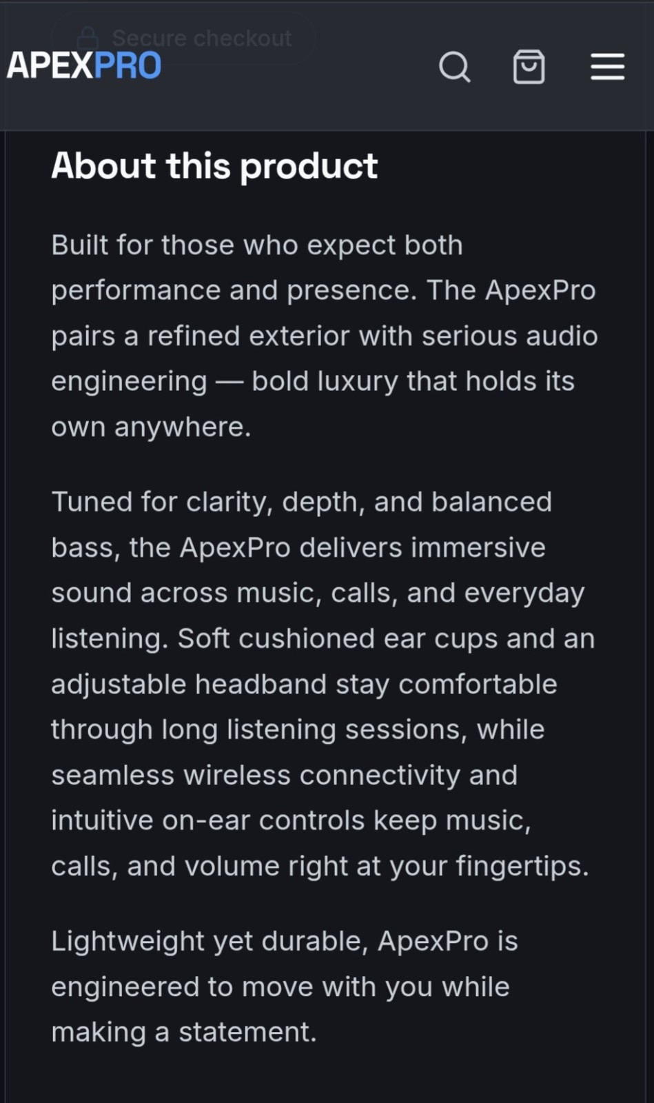 ApexPro APEX PRO Wireless Bluetooth Over-Ear Headphones w/ In-Line Control.