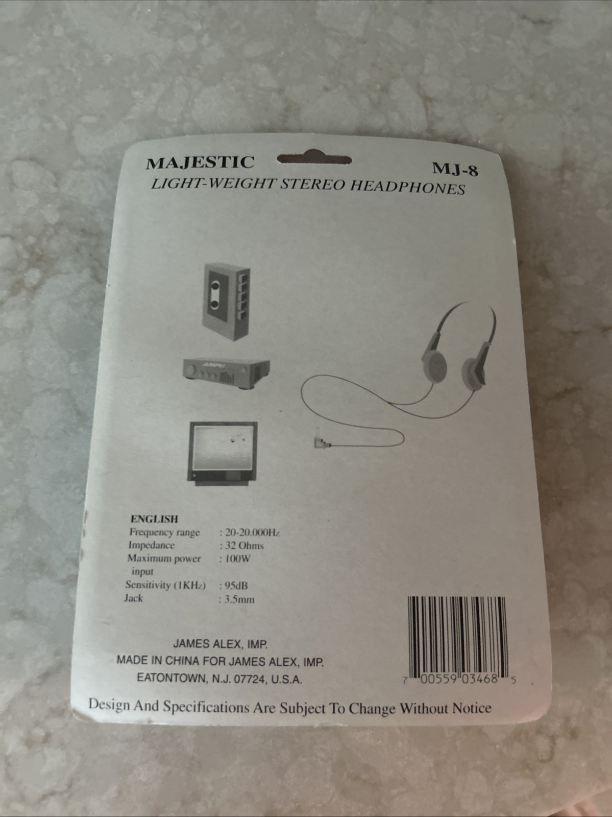 Majestic MJ-8 Light Weight Stereo Headphones 3.5mm Jack NOS SEALED FAST SHIPPING