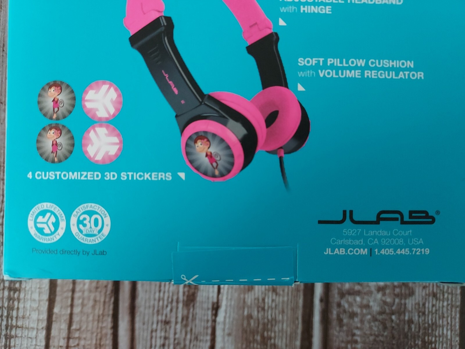 JLab Pink/Black Monkey JBuddies Folding Kids Wired Headphones Ages 2+ NEW