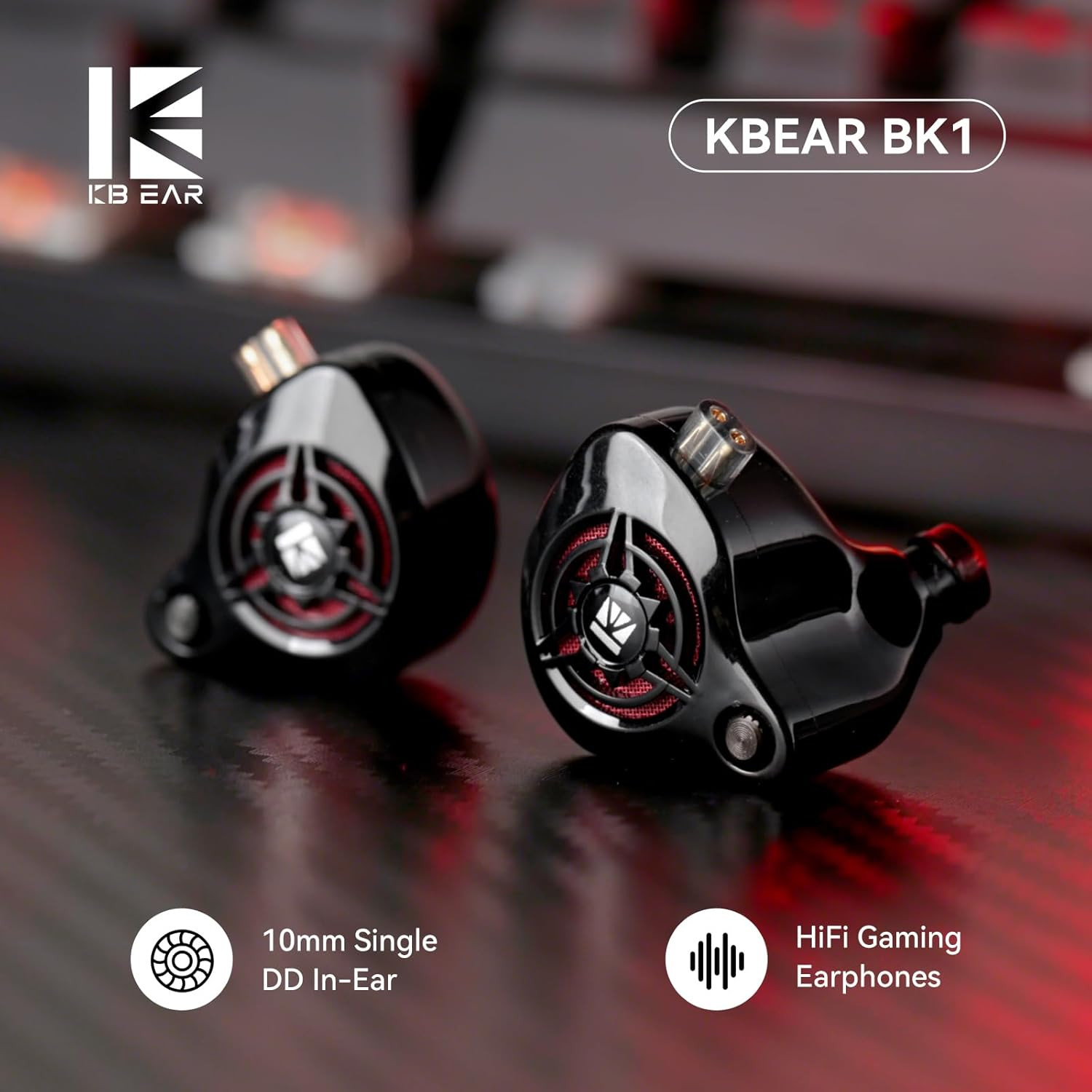 2026 Latest Erabuds,Kbear BK1 Wired Gaming Earbuds,10Mm Single DD in Ear Monitor