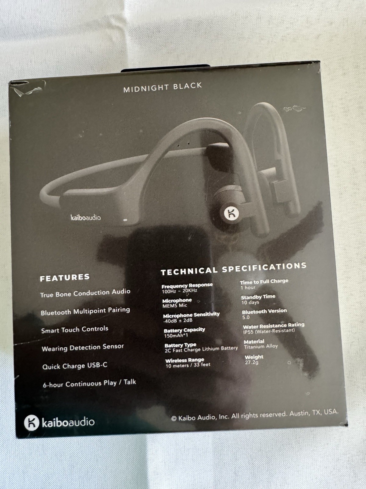 Kaibo Audio Kaibo Verse Bone Conduction Bluetooth Neckband Headphones Black