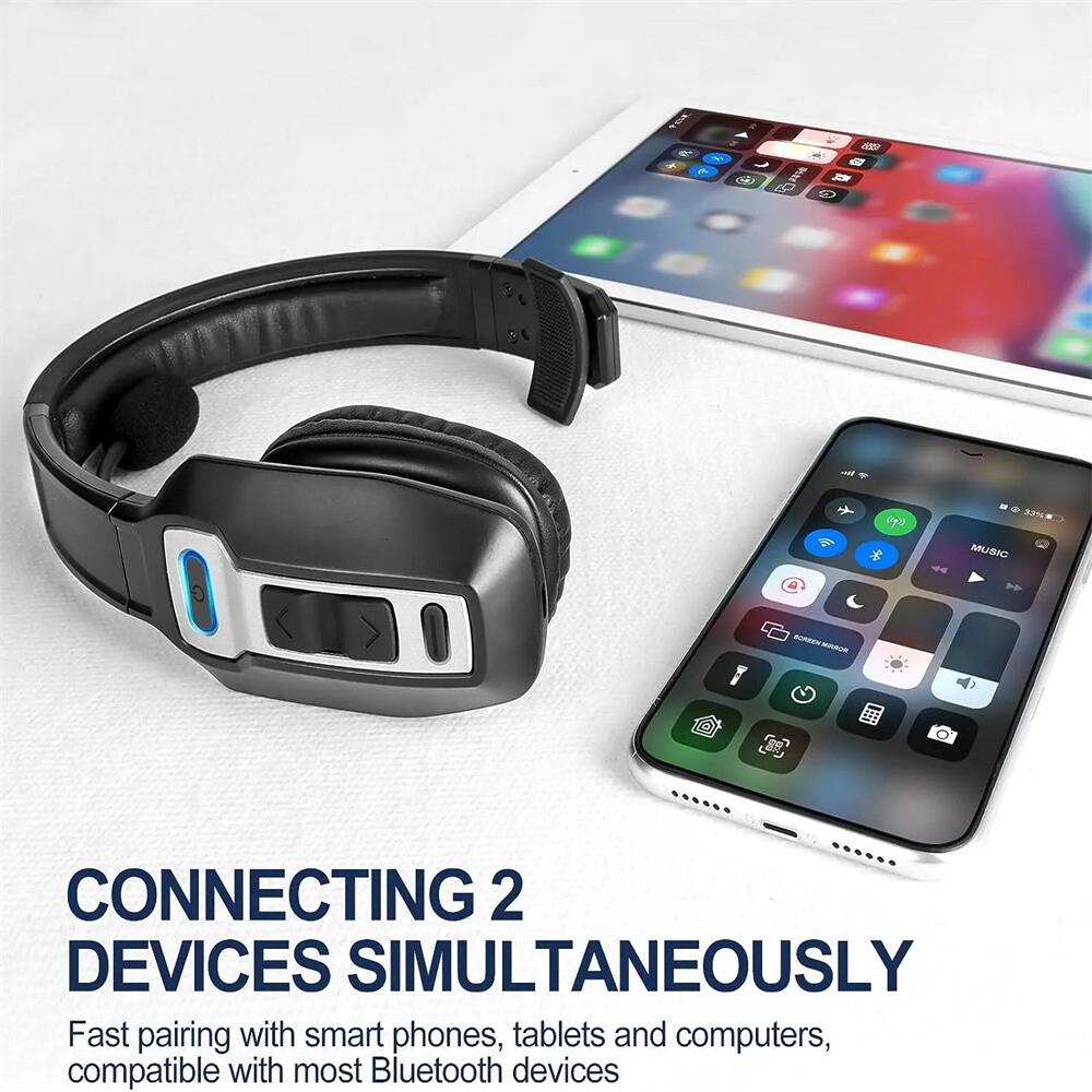 New Trucker Headset Wireless Bluetooth 5.2 AI Noise Cancelling Mic For Phones PC
