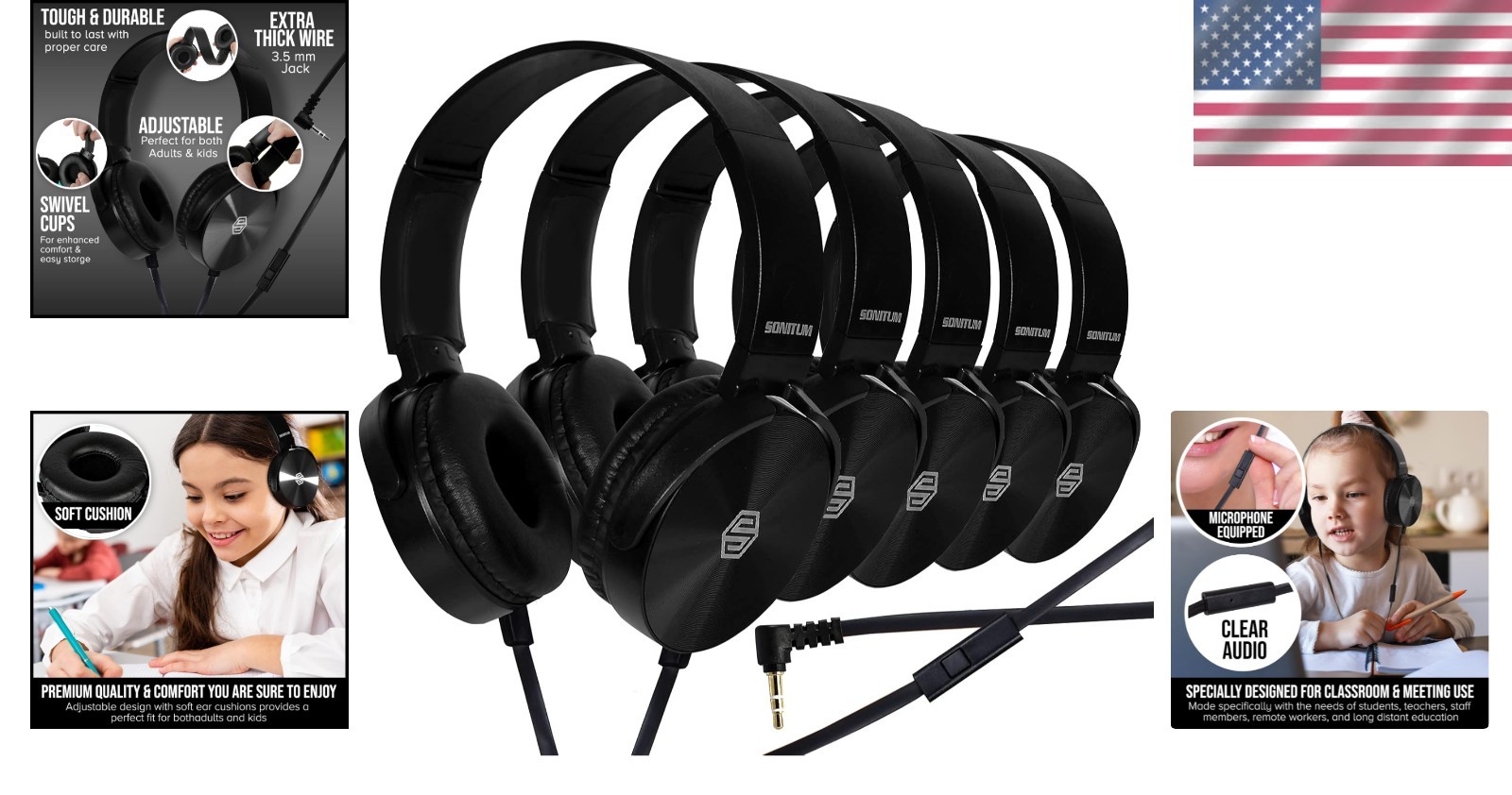 Noise Isolation Headphones with Microphone – 5 Pack for Kids & Adults