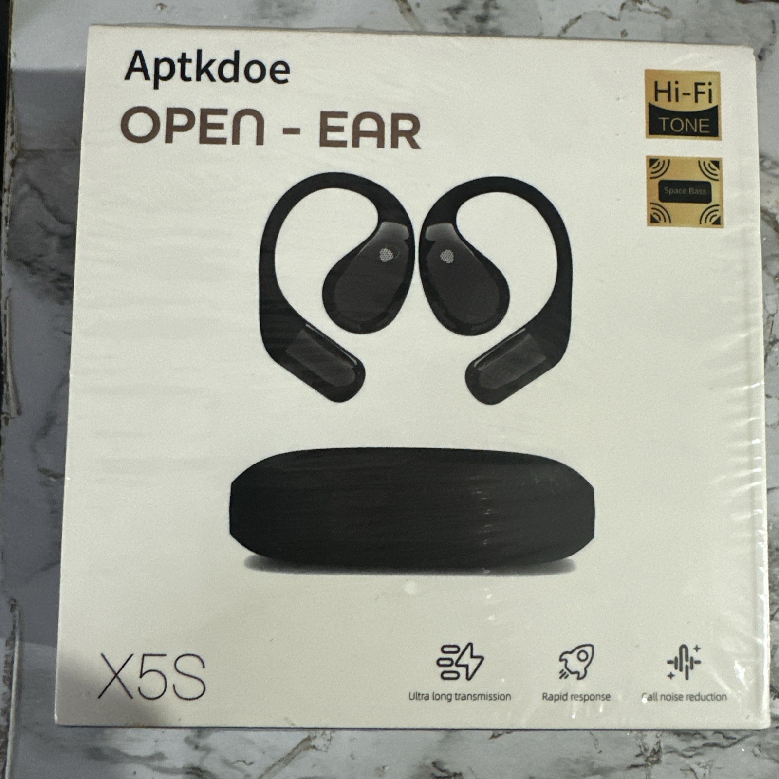Aptkdoe X5S-black Open-Ear Bluetooth 5.4 Wireless Earbuds, Black