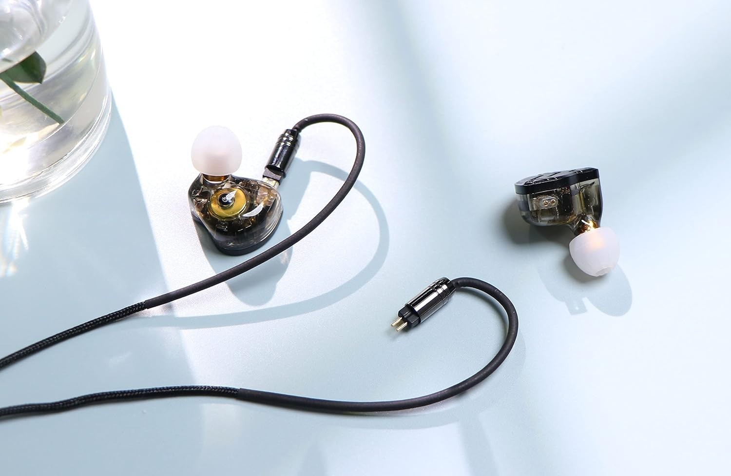 Durable Braided IEM Cable – 4N OFC, Cotton Yarn, 2pin 3.5mm with Microphone