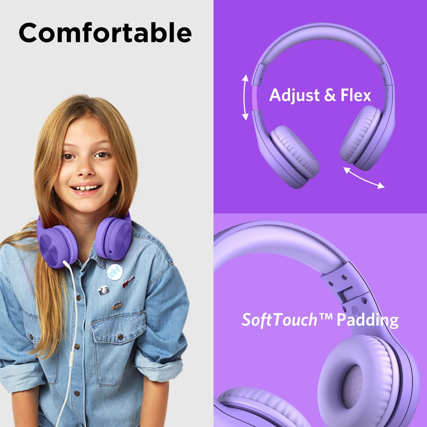 LilGadgets Connect+ Pro Wired Kids Headphones for School with Microphone, Vol…