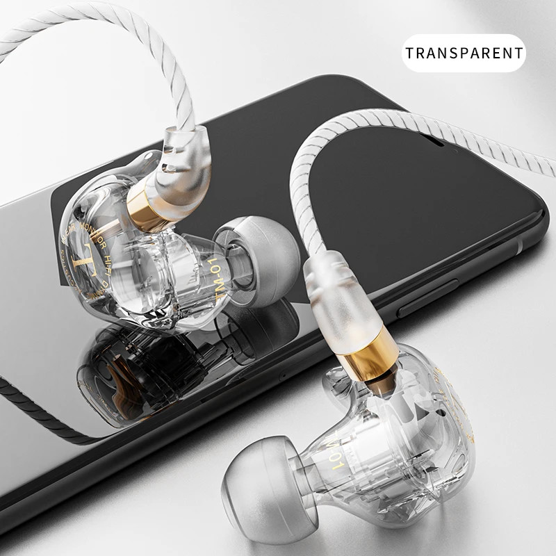 TM-01 3.5Mm Wired Headphones Double Driver Hifi Earphone Bass Stereo Headphone H