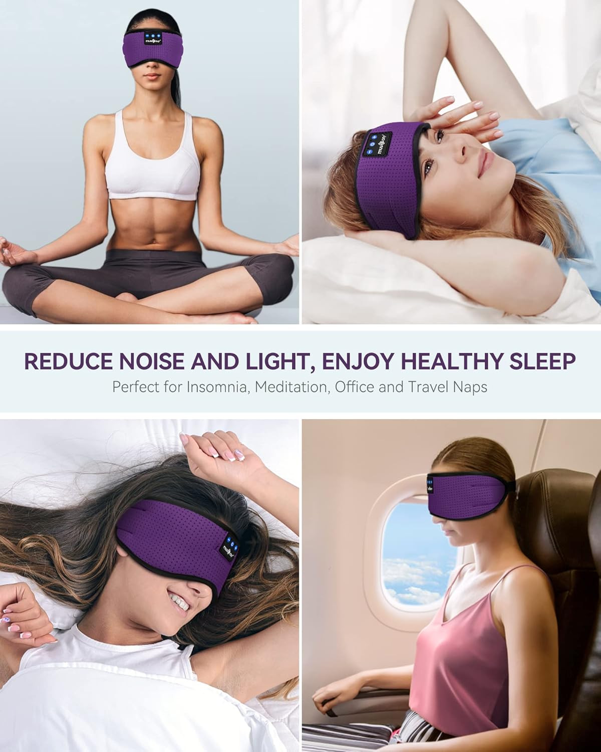 Sleep Headphones Bluetooth 5.4 Headband Headphones Super Soft & Breathable, Wire
