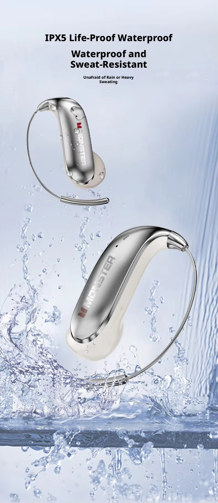 MONSTER C01 Zero Burden Bluetooth 6.0 Open Ear HD Call Dual Mic Ear Hook