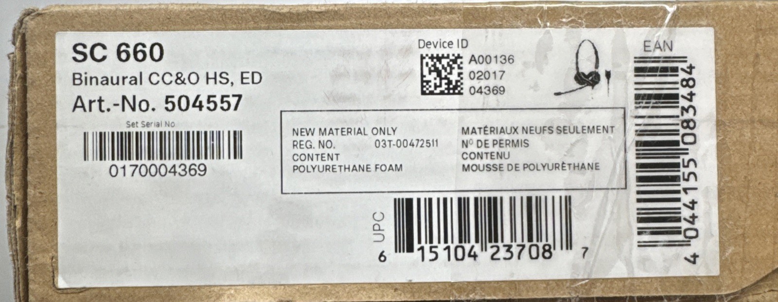 Sennheiser Century SC 660 Corded Office Headset Prod Code 504557
