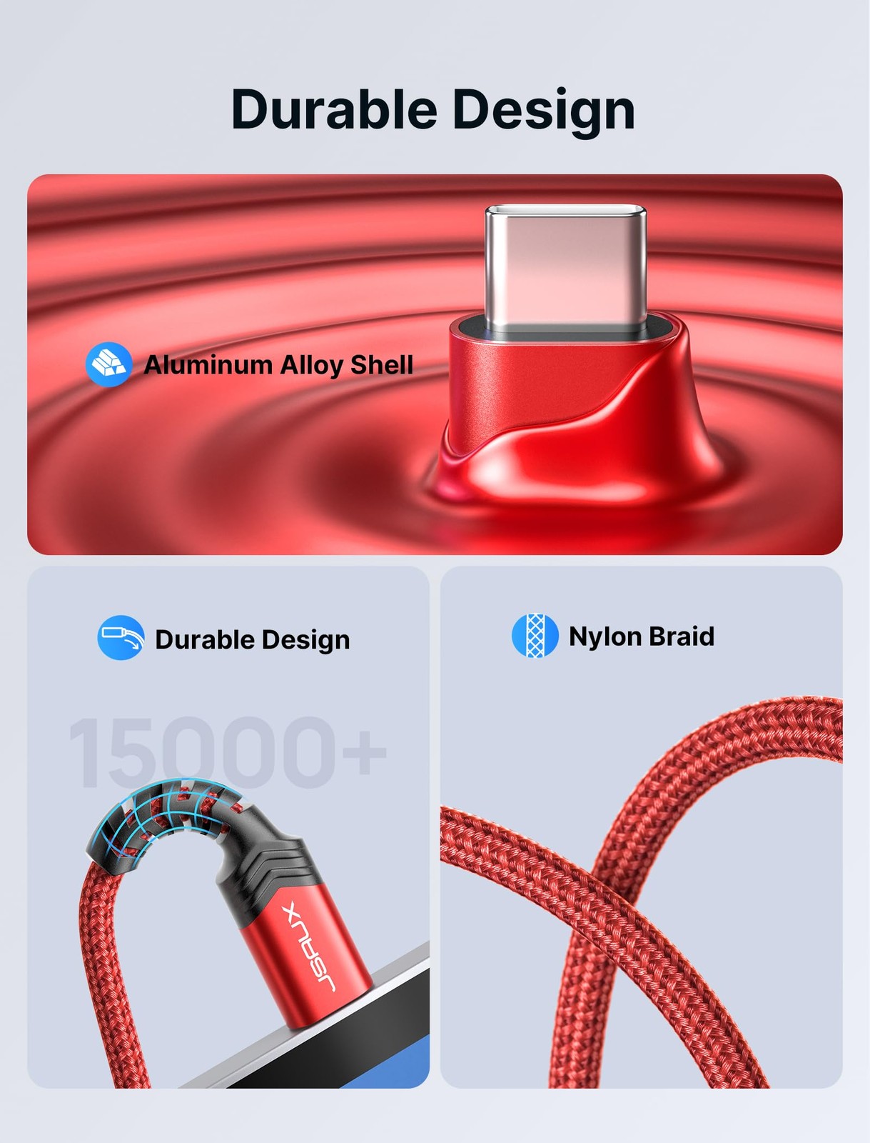 JSAUX USB C to 3.5mm AUX Audio Adapter for iPhone 17/15, Galaxy S25, Red | Smart