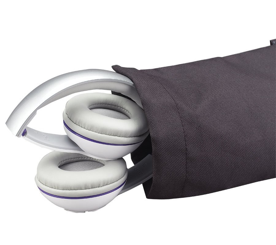 iHome Folding 3.5mm Headphones with Travel Pouch (White/Purple)