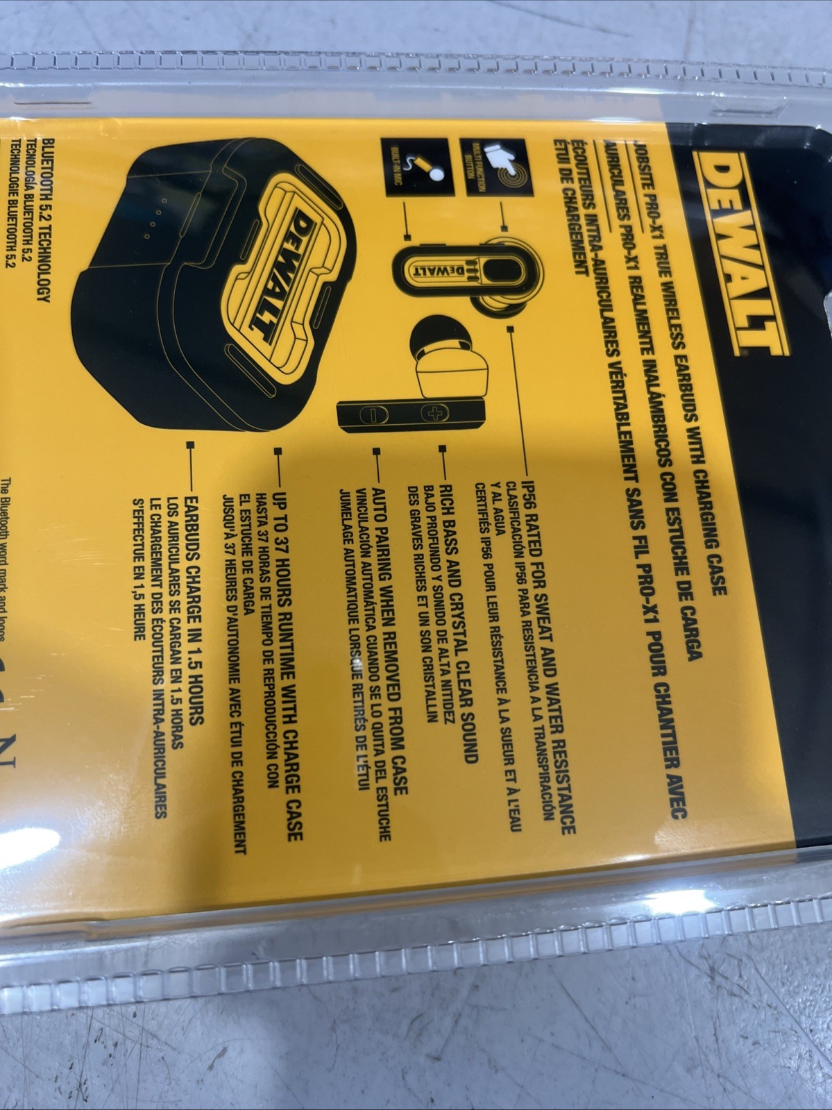 DEWALT DXMA1902092 Pro-X1 Jobsite Bluetooth Earbuds – Black/Yellow NEW
