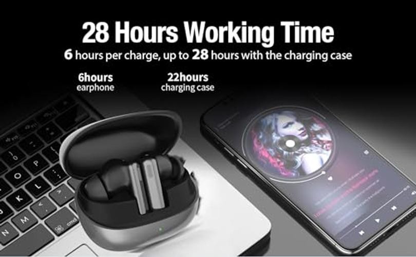 Wireless Earbuds, Hybrid ANC Active Noise Cancellation -40db, High-Fidelity