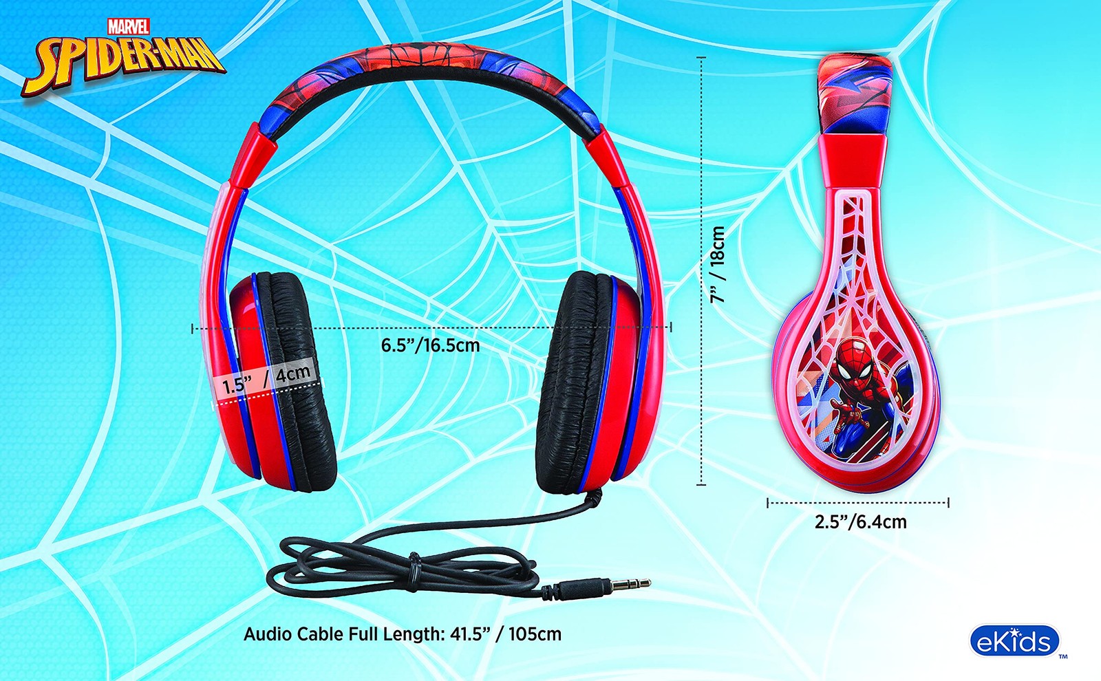 Spiderman Headphones with 3.5mm Audio Jack, Wired Headphones for School, Home…