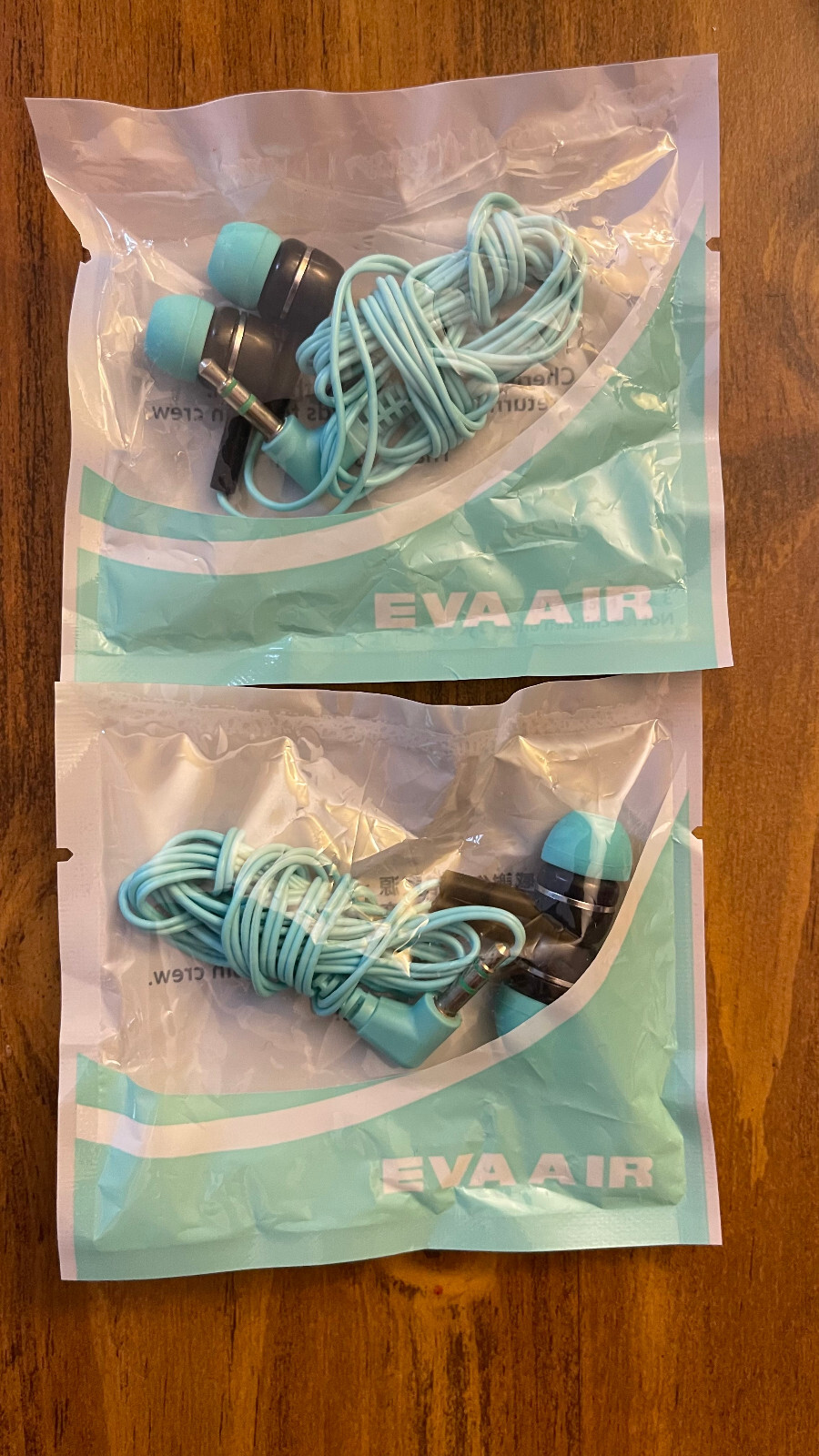 NEW lot of (2) EVA Air Airline Airplane Earbuds – Brand New Sealed