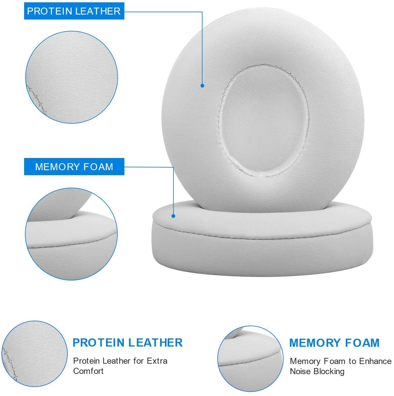 Professional Memory Foam Ear Pad Cushion Replacement for Beats Solo 2 & Solo 3