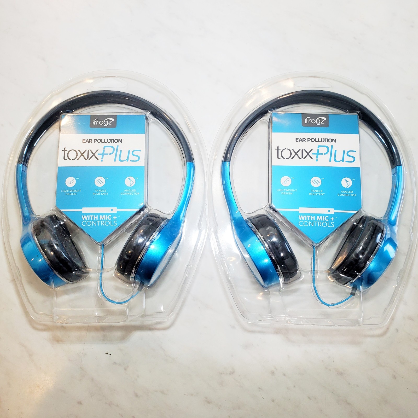 x2 Pack ifrogz Ear Pollution TOXIX Plus Stereo Headphones Mic+ Controls