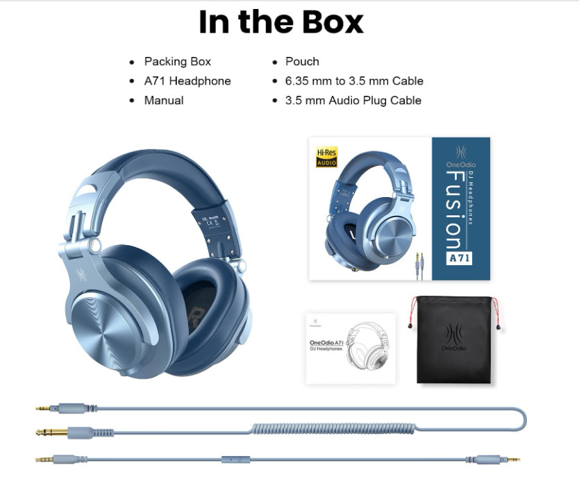 Audifonos Profesionales Auriculares Para DJ Headphone Professional Cielo Azul US