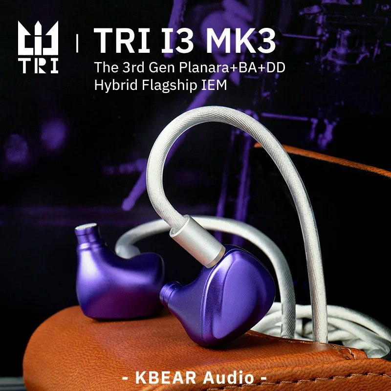 KBEAR TRI I3 MK3 Hybrid Planar BA DD Wired In-Ear Earphones HiFi 4.4mm