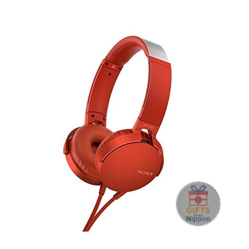 Sony MDR-XB550AP Red Foldable Headphones Extra Bass Remote Mic Heavy Bass