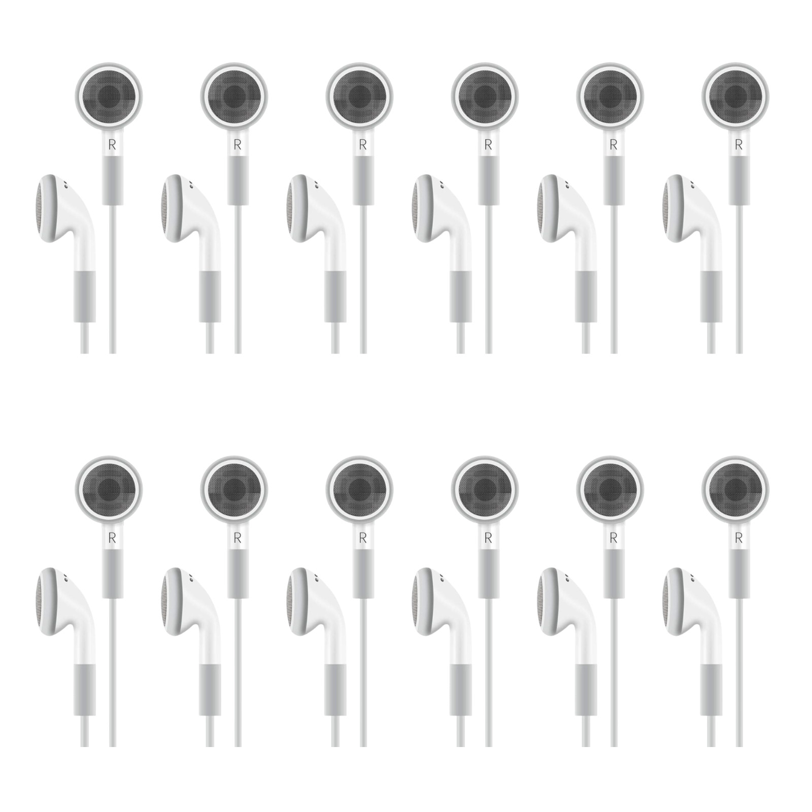 Wavesound White Wired Earbuds with 3.5mm Jack, No Mic and No Remote – 12 Pack