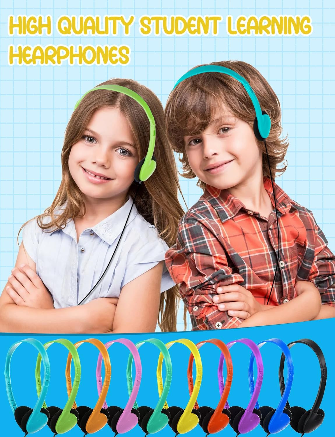 18 Pack Kids Headphones Bulk School Classroom Wired Students Teens Boy Girl Jack