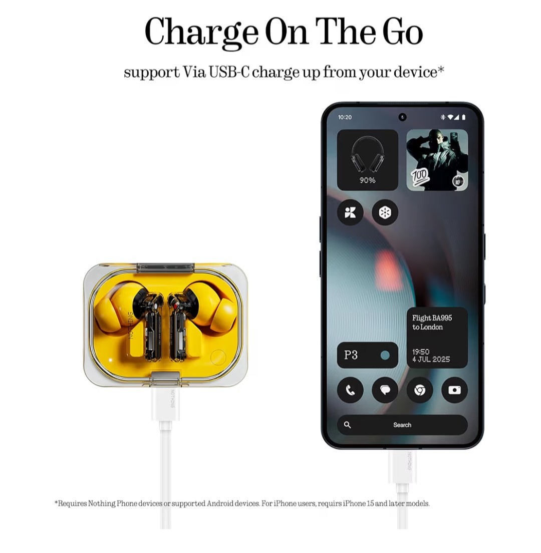 Nothing Ear (a) Wireless Bluetooth Earbuds ANC Hi-Res Audio Yellow NEW