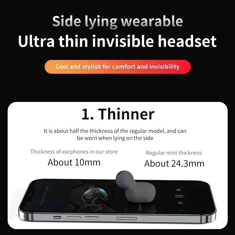 Sleep In-Ear Headphones Wireless Bluetooth 5.3 Mini Earbuds Noise Cancelling USA