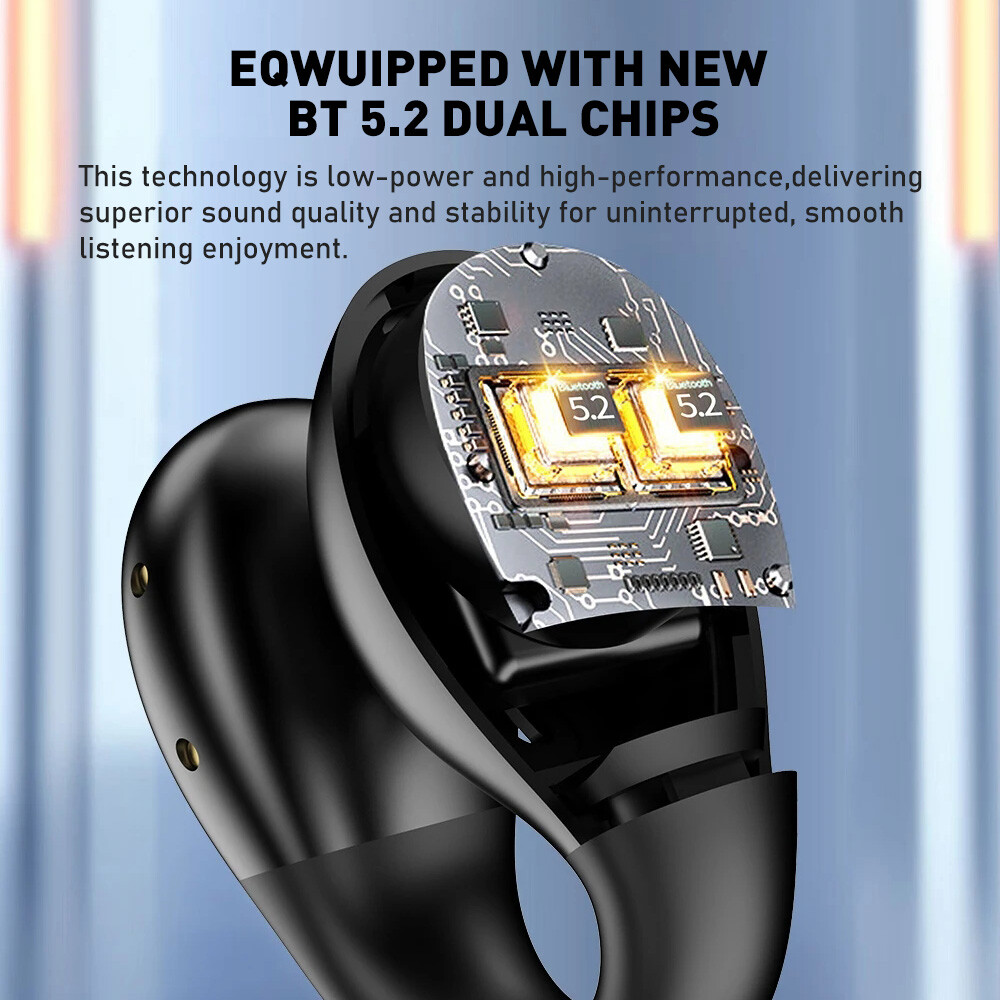 NEW Bone Conduction Earphone Bluetooth 5.2 Ear Clip on Ear Earring Wireless
