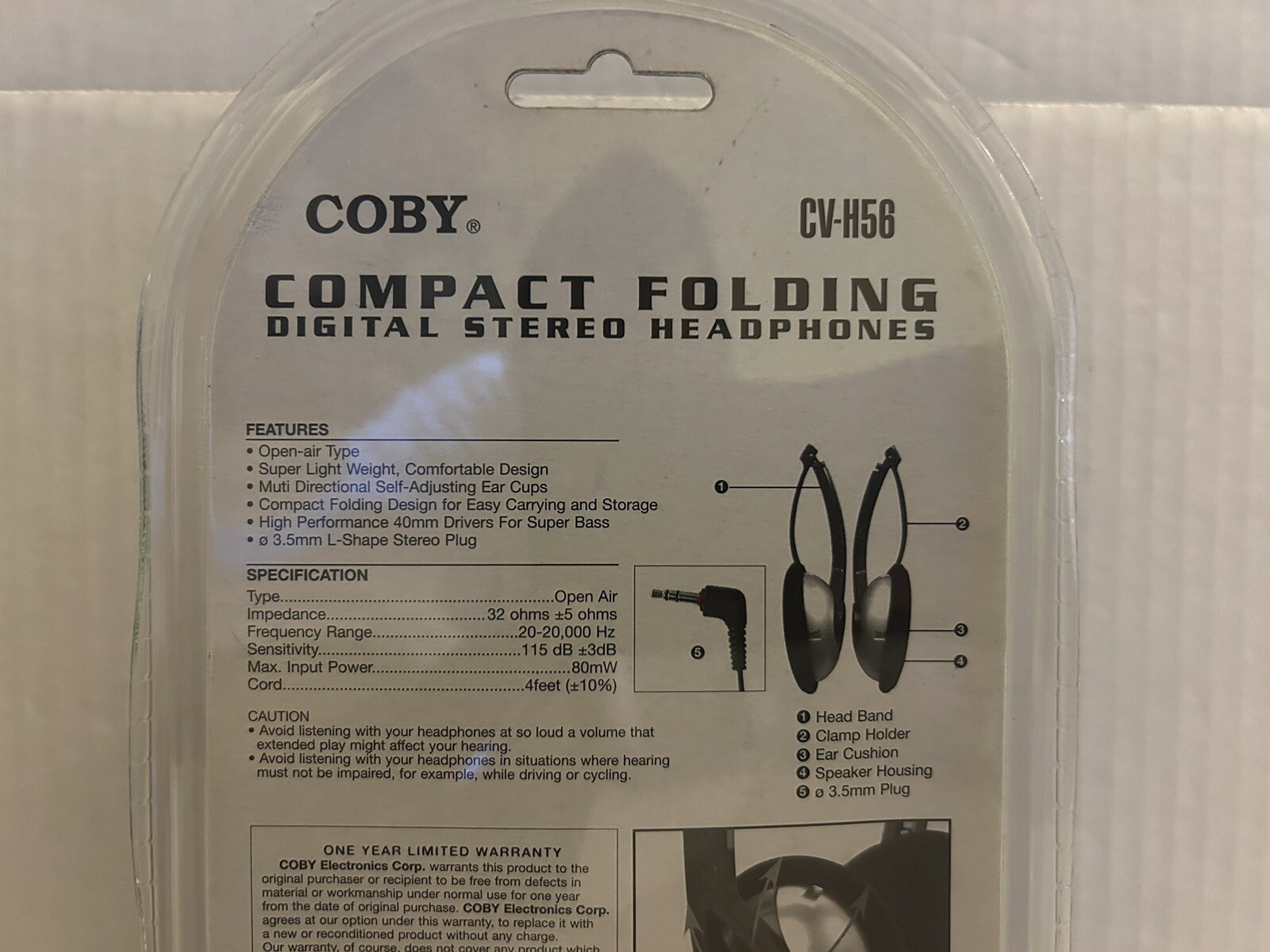 COBY CV-H56 Compact Folding Digital Stereo Headphones (2005)