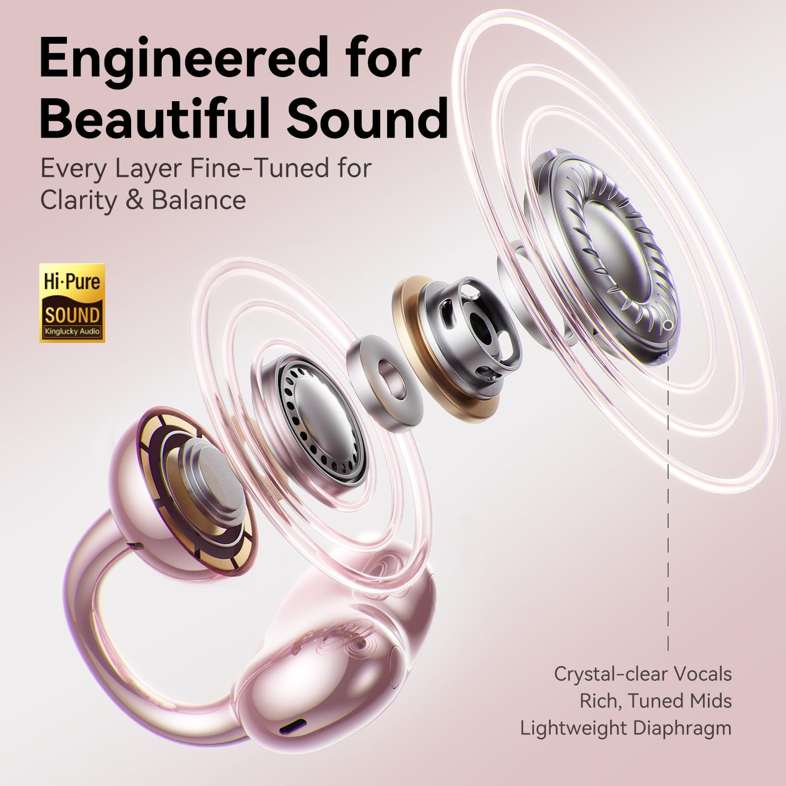 ClipFree Open-Ear Headphones with Butterfly Earrings, Ultra-Comfort & Snug Fi…